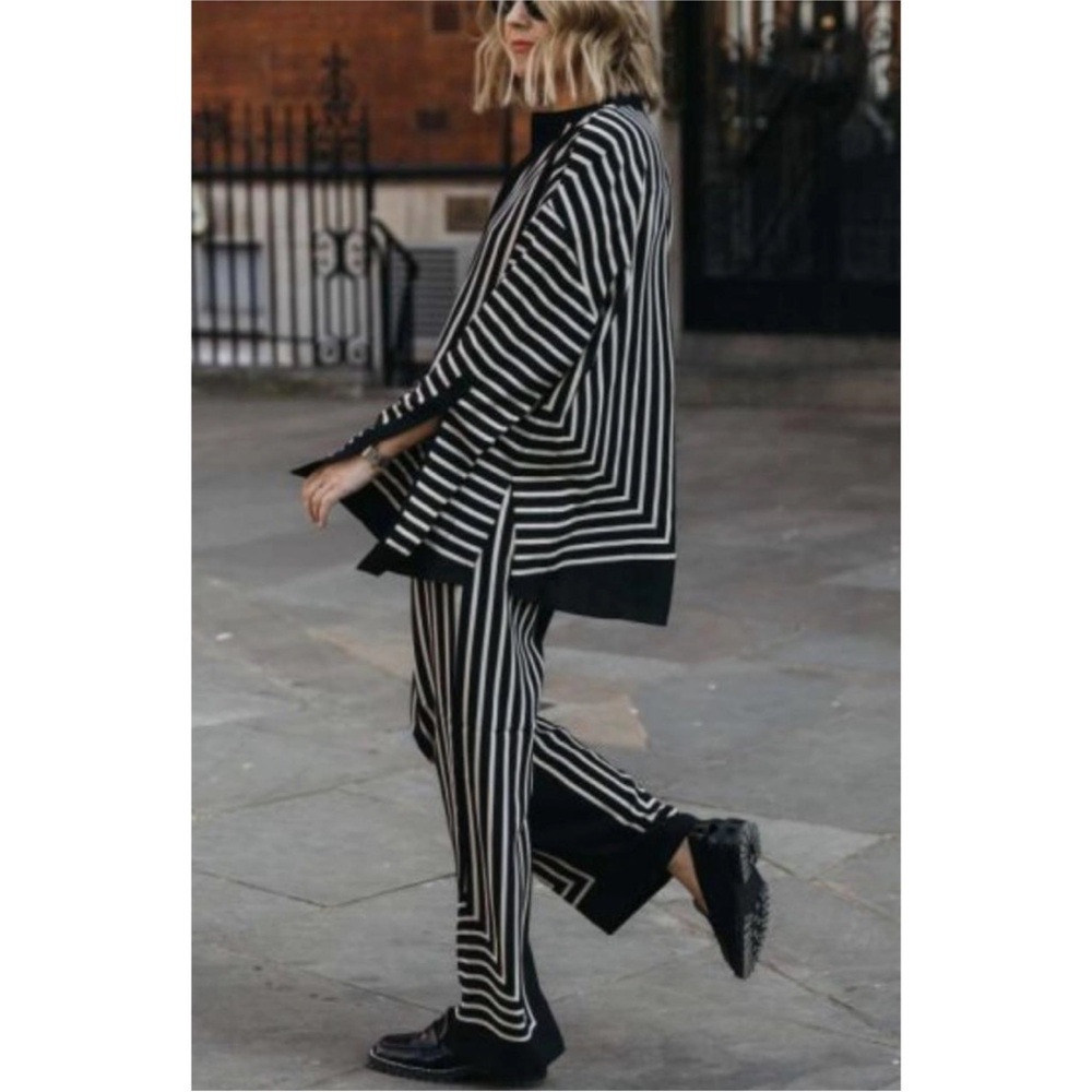 Toteme Striped Silk Crêpe de Chine Wide Leg Pants & Coordinating Top NWT - Picture 7 of 11